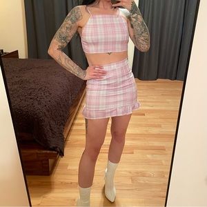 Brand New Plaid Skirt Crop Top Set